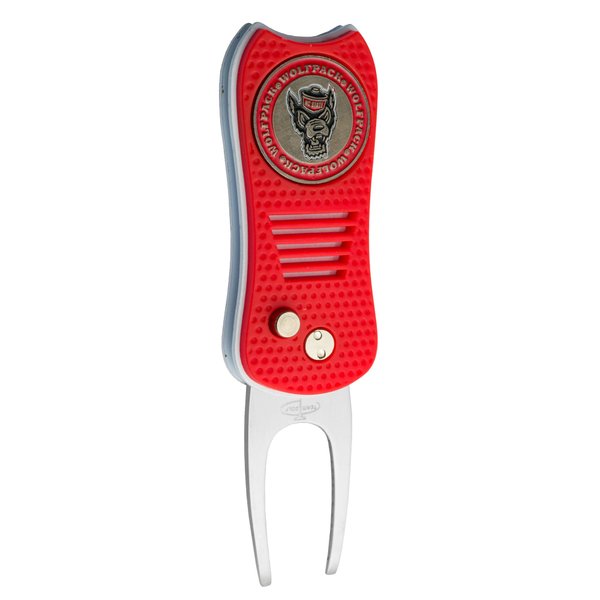 Team Golf NCAA NC State Wolfpack Retractable Divot Tool with Double-Sided Magnetic Ball Marker, Features Patented Single Prong Design, Causes Less Damage to Greens