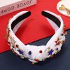4th of July Headbands for Women, 4th of July Hair Accessories, American Flag Headbands, Rhinestone Pearl Knotted Headbands Beads Embellished Jeweled Patriotic Headbands Holiday Gifts (Star C-White)