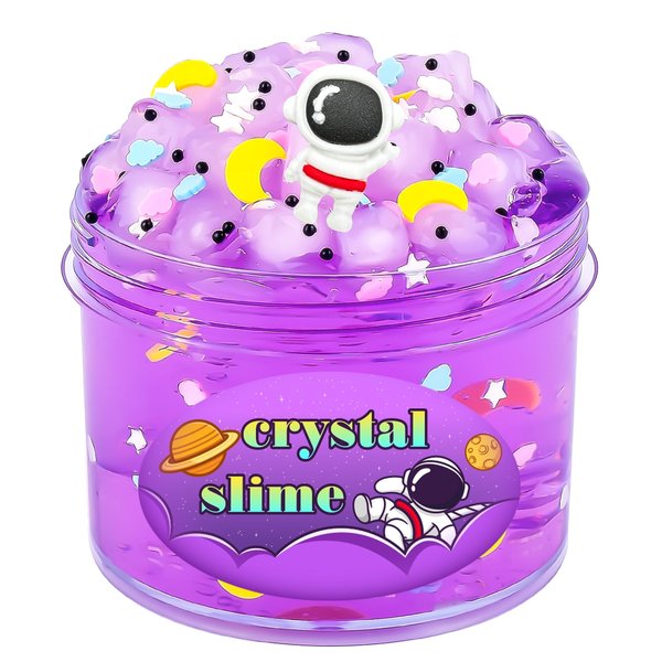 Jelly Cube Clear Slime Pack, Crunchy and Non Sticky Crystal Slime, Purple Astronaut Glossy Sludge Toy, Perfect Birthday Easter and Christams Gifts, Goodie Bag Stuffers, Kids Party Favors