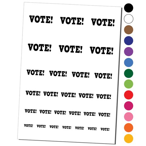Vote Election Temporary Tattoo Water Resistant Fake Body Art Set Collection - Orange (One Sheet)
