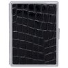 Black Crocodile Print Leather Compact (9 100s) Metallic Cigarette Case & Stash Box