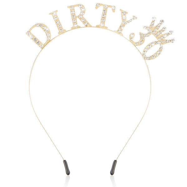 SuPoo 30th Birthday Decorations for Women Dirty 30 Birthday Crown Gold Diamond Birthday Headband 30th Birthday Gifts for Her Thirty Party Decorations Happy Birthday Girl Tiara Hair Accessories