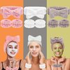 GRITOSE 12 PCS Headband & Wristband Set，Bow Makeup Headband for Washing Face,Soft Makeup Skin Care Hair Accessories for Girls, Bubble Make Up Sleepover Party Supplies (White Pink Blue Purple)