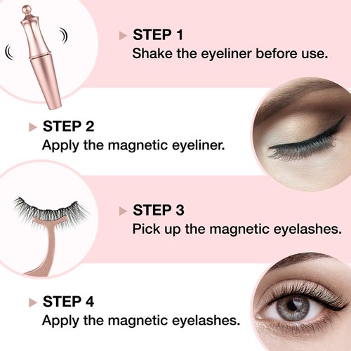 NuBeauti Magnetic Eyeliner and Eyelashes Kit, Magnetic Eyeliner for Magnetic Eyelashes Set, With Reusable Lashes [3 Pairs]