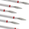 8pcs Flame Cuticle Drill Bit, Cuticle Clean Nail Drill Bit Fine Grit, Russian Manicure Drill Bits, Diamond Nail Bits Set with Case for Nail Salon Manicure Electric File Cuticle Dead Skin Nail Prepare