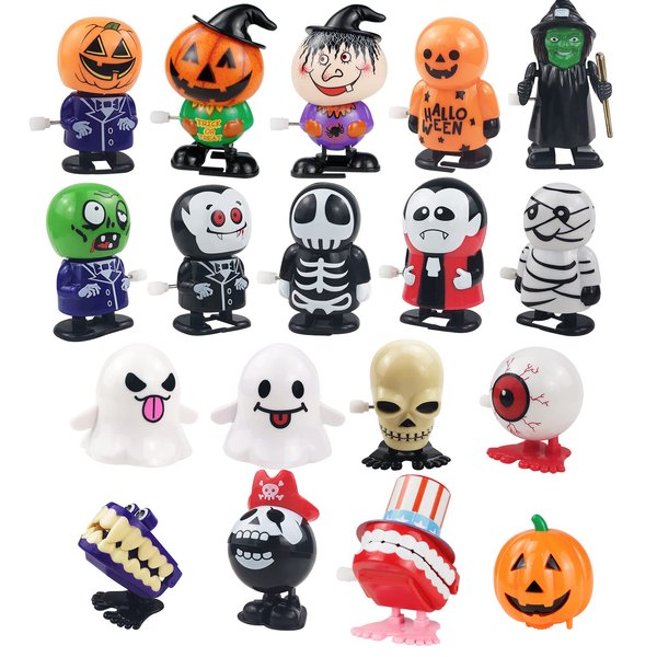 ZGWJ 18 Pcs Halloween Wind Up Toys for Children Kids Boys Girls Toddlers, Educational Walking Clockwork Jump Funny Toys for Party Gifts Party Favors Goody Bag