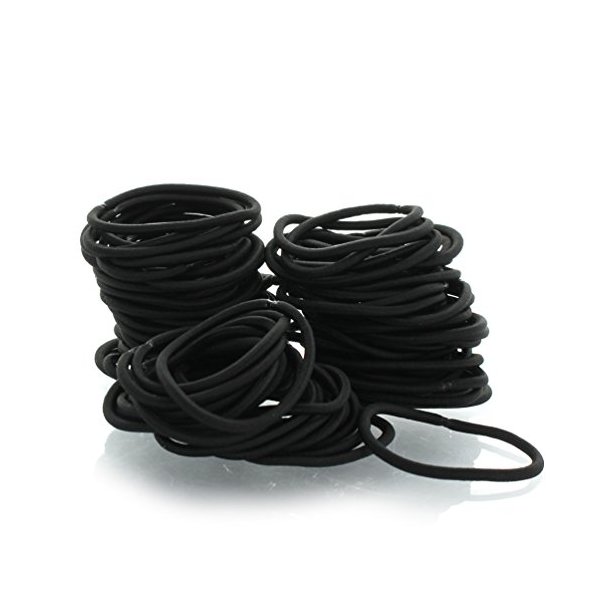 My Lello Hair Elastics Hair Ties, Professional Grade Ponytail Holders - 100 Pack Black