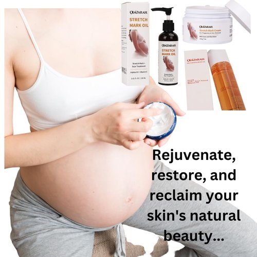 OLAZARAH Skin Aglow Regenerate Body Oil Serum – Vit. E Infused(4 Fl.oz), Stretch Mark Oil – Jojoba Oil Infused(3 Fl. oz), Anti-Stretch Marks Cream(4 Fl. oz) | Hydrating Formula for Firm & Smooth Skin