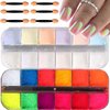 2 Box 24 Grid Chrome Nail Powder Aurora Nail Powder Holographic Mirror Effect Rainbow Nail Glitter Chrome Powder Colourful Nail Glitter for Nail Art Manicure Decoration Home DIY Salon…