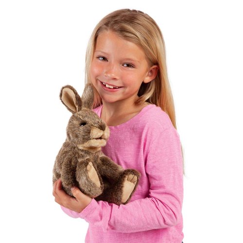Folkmanis 3130 Small Cottontail Rabbit Hand Puppet, One Size, Multicolor