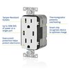Leviton T5635-E 30W USB Dual Type-C Power Delivery In-Wall Charger with 15A Outlet, USB Charger for Smartphones, Tablets, Black