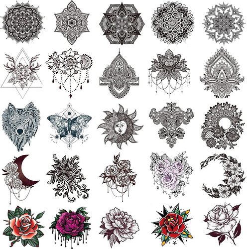 Ooopsi 40 Pieces Black Henna Temporary Tattoo Stickers for Women Girls - Lace Indian Mehndi Body Tattoo Sticker for Adults for Arm Leg Hand