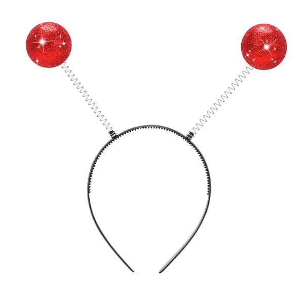 Etercycle Alien Headband, Halloween Headbands Alien Costume Accessories, Space Antenna Head Bands Boppers Ball for Christmas Theme Party Cosplay Costume (Red)