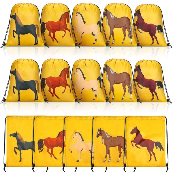 Silkfly 20 Pcs Horse Drawstring Bag Horse Party Favor Bags Horse Party Gift Bags Treat Bag Horse Birthday Favor Bags for Adults Birthday Horse Racing Cowboy Party Baby Shower Goodie Bag Supplies