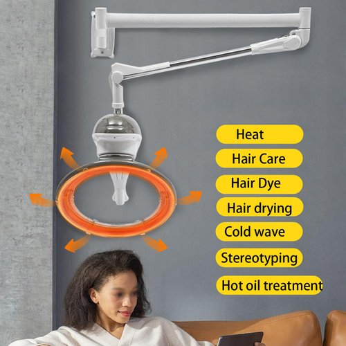 Hair Color Processor, Orbiting Rotating Hair Processor | Hair Salon Color Processor Dryer | Hair Dryer Accelerator with Rolling Base | 6 Mode Salon Hair Conditioner/Perm | Grey