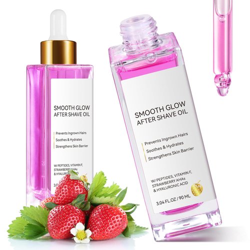 Strawberry Vanilla After Shave Oil Women for Smooth Skin, 90ml Soft Serve After Shave Oil, Soothing & Hydrating Shave Serum Prevent Ingrown Hairs & Dryness