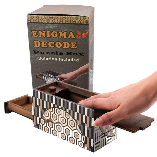 Enigma Decode Secret Puzzle Box - Money and Gift Card Holder in a Wood Magic Trick Lock with Two Hidden Compartments Brainteaser