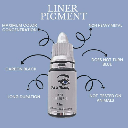 All in beauty Permanent Makeup Pigment for Eyeliner, Vegan Microblading and Ombre Brows Pigments, Professional use Cosmetic Pigment. Eyeliner and Eyebrows Tattoo Pigment. Liner Pigment (12ml)