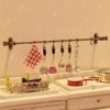 iLAND Dollhouse Accessories on 1/12 Scale, Dollhouse Decor of Mini Curtain Rods, Dollhouse Kitchen Hangers (Classical Black)