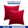 MIULEE Pack of 2 Velvet Pillow Covers Decorative Square Pillowcase Soft Solid Cushion Case for Decor Sofa Bedroom Car 18x18 Inch Red