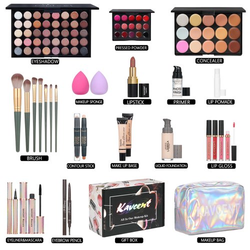 Makeup Kit for Women Full Kit Teens Makeup Set Eyeshadow Palette, Lip Gloss, Lipstick, Makeup Brush, Foundation, Concealer Mascara Powder Puff Makeup Bag Makeup Set for Women Girls Teens Gift