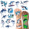 40 Sheets (280 PCS) Luminous Sharks Temporary Tattoos for Kids, Sea Animal Tattoos Stickers Shark Ocean Birthday Party Favors Supplies, Gifts for Shark Goodie Bag Stuffers