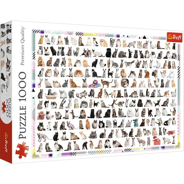 Trefl 208 Cats 1000 Piece Jigsaw Puzzle Red 27"x19" Print, DIY Puzzle, Creative Fun, Classic Puzzle for Adults and Children from 12 Years Old