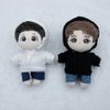 niannyyhouse 10cm Plush Doll Clothes Solid Color Hoodie Jeans Dress Up Doll Accessories (Black)