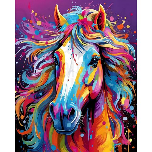 MBNTJHT DIY Horse Paint by Numbers Kit for Adults,Colorful Horse Paint by Number Kits with Brushes for Adults Beginner,Unframed Oil Painting Kits for Home Wall Decor 16x20 Inch.