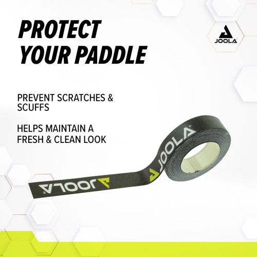 JOOLA Pickleball Paddle Edge Tape - Protects Edge Guard & Covers Lead Tape for Pickleball Paddles - Black, Fits Any Brand & Most Sizes of Pickleball Rackets - 5 Meter Extra Long Roll for 6 Racquettes