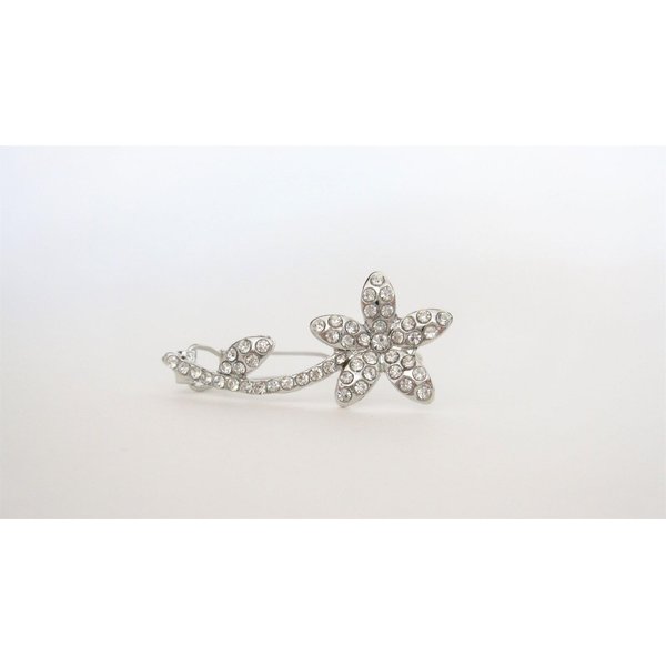 Small crystal single flower hair pin barrette bridal clip for fine thin hair