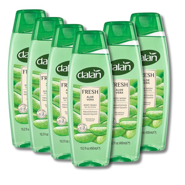 Dalan Natural Extracts Body Wash, with Fresh Pink Grapefruit & Aloe Vera & Sea Minerals, 15.2 fl oz (6 Pack, Aloe Vera)