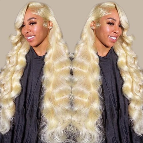 SHUQISH 30 Inch 613 Lace Front Wig Human Hair 13x4 Transparent Blonde Wig Human Hair 180 Density Body Wave Lace Front Wigs Human Hair Pre Plucked with Baby Hair 613 Blonde Lace Frontal Wigs for Women