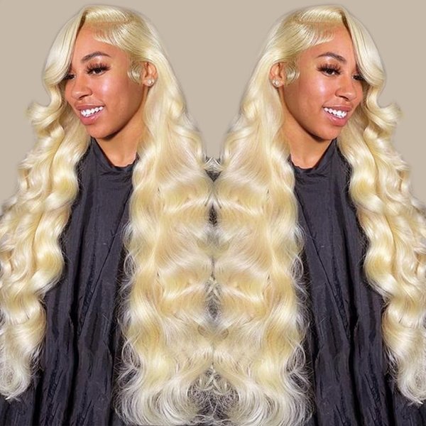 SHUQISH 30 Inch 613 Lace Front Wig Human Hair 13x4 Transparent Blonde Wig Human Hair 180 Density Body Wave Lace Front Wigs Human Hair Pre Plucked with Baby Hair 613 Blonde Lace Frontal Wigs for Women