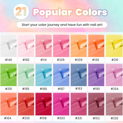 VANREESA 24 Pcs Gel Nail Polish Set 21 Colors Gel Nail Polish Base Coat Glossy & Matte Top Coat White Pink Green Blue Purple Gel Polish Gel Nail Kit Gifts for Women DIY at Home