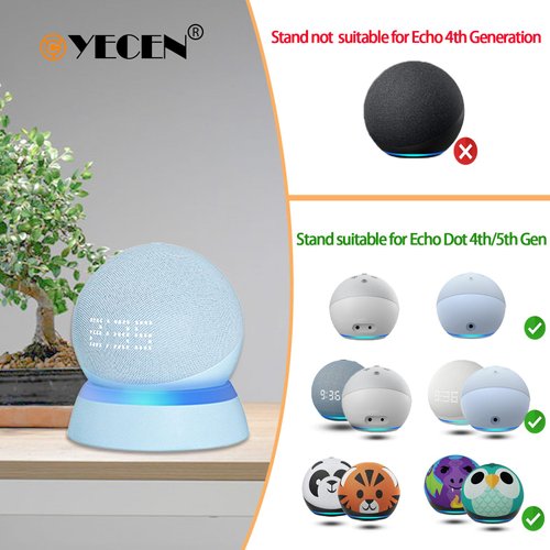 Table Stand for Echo Dot 5th Generation - C YECEN Desktop Holder Mount for Echo Dot 5th & 4th Gen, Base Bracket with Light Guide and with Built-in Cable Management,Cloud Blue