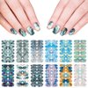 12 Sheets Marble Full Nail Wraps Bronzing Stickers, Nail Polish Strips DIY Self-Adhesive Nail Art Decals with 2 Piece Nail Files for Daily Party Decorations (168 Pieces)