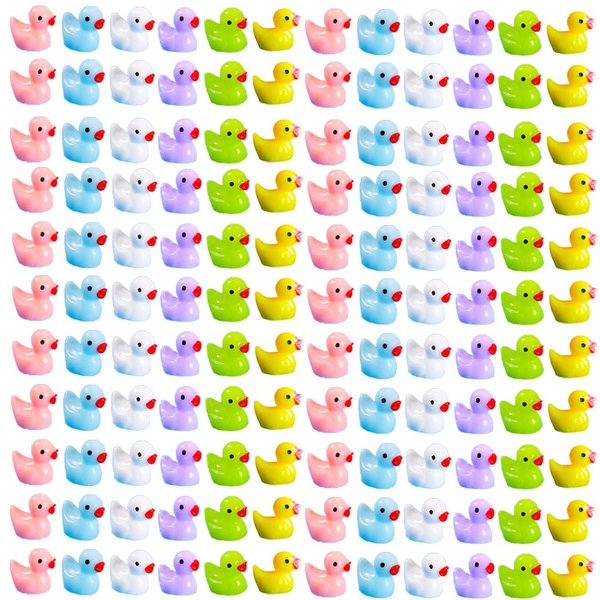 Neec 110 Pcs Mini Resin Duck，Miniature Figures Fairy Garden Ducks Tiny Ducks for Home Prank Game Dollhouse Ornament Handmade School Project Accessories