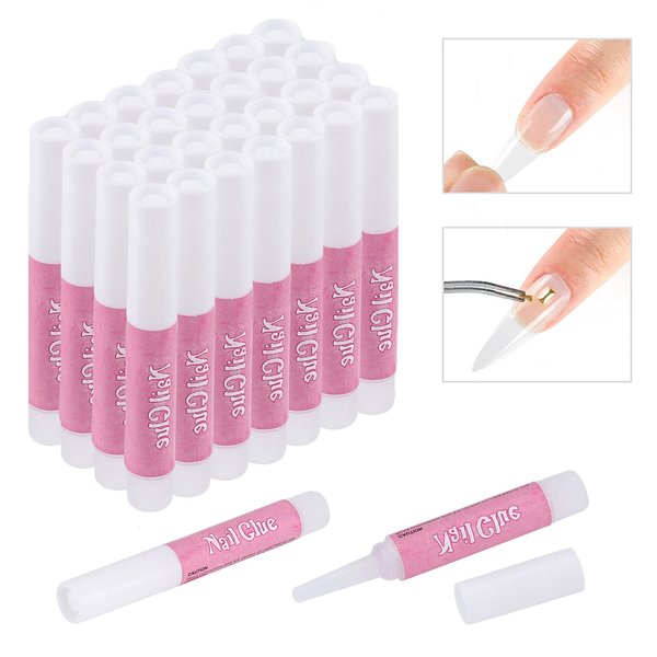 30PCS Nail Glue for Acrylic Press On Nail Tips Adhesive Super Bond for DIY Nail Art, 2g/pc