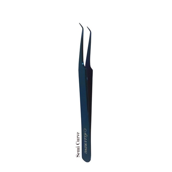 Alluring TITANIUM BLUE Tweezers for Eyelash Extension for Volume Lashes 3D, 5D & 6D lashes Semi Curved