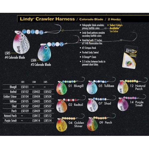 Lindy Colorado Blade Crawler Harness Spinner Fishing Lure with Holographic Blades and Hand-Selected Bead Patterns, Golden Shiner, #4 Colorado Blade