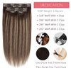 Loxxy Seamless Extensions Clip in Human Hair Ombre Dark Brown Fading to Chestnut Brown and Dark Brown Natural Remy Hair Extensions Clip in Human Hair With PU Weft Invisible 7PCS 110G 14Inch