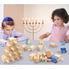 AMENON 24 Pack Hanukkah Wooden Dreidel, 3 Inch Blank Natural Wooden Chanukah Dreidel DIY Project Painted for Hanukkah Party Games Hanukkah Decorations