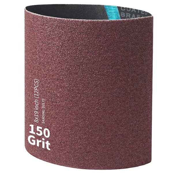 8 inch x 19 inch 150 Grit Sanding Belts, Belt Sander Accessories for Woodworking, Floor Polishing, 12 Pack Aluminum Oxide Sander Belts