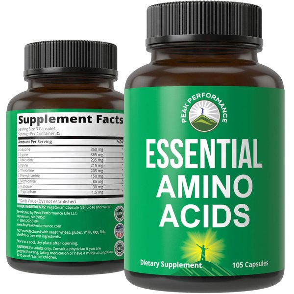 All 9 Essential Amino Acids Supplement. Capsules With 3x More Leucine For Muscle Recovery, Growth. EAA Supplement Better Than BCAA / BCAAS Branched Chain Aminos Acid. USA Tested EAAs Men + Women