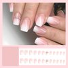 24 Pcs Medium Press on Nails Square Pink Fake Nails Gradient False Nails with Rhinestone Designs Full Cover Stick on Nails French Nails for Women and Girls Fall Nails