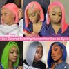 GIRLOFDREAMS Pink Bob Wig Human Hair 13x4 Straight Lace Front Wigs Glueless 180 Density Pre Plucked with Baby Hair Short Brazilian Remy Colored Hair Transparent Frontal Lace Wigs for Black Women