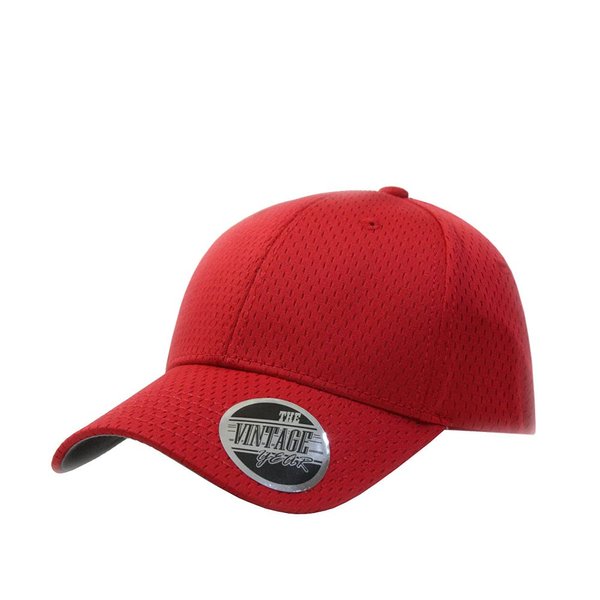 Plain Pro Cool Mesh Low Profile Structured Adjustable Baseball Cap (Red)