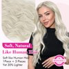 REECHO Blonde Hair Extensions, 20” One Piece Clip in Hair Extensions Thick Long Beach Wavy Natural Soft Synthetic Hairpieces for Women, Platinum Blonde