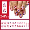 24Pcs 4th of July Press on Nails Short Square Fake Nails with American Flag Patriotic Five-Pointed Star Design Glue on Nails Red White Blue Cute Acrylic Nails Independence Day False Nails for Women